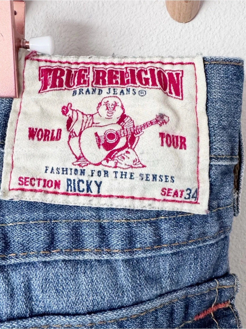 True Religion Men's Ricky Bootcut Faded Blue Jeans 33/34